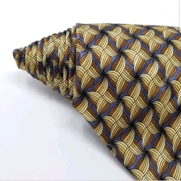 Z Inc Mens Golden Yellow & Blue Geometric Print - Picture 2 of 5
